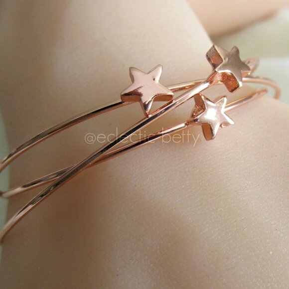 Rose Gold Star Cuff Bracelets - Picture 8 of 8